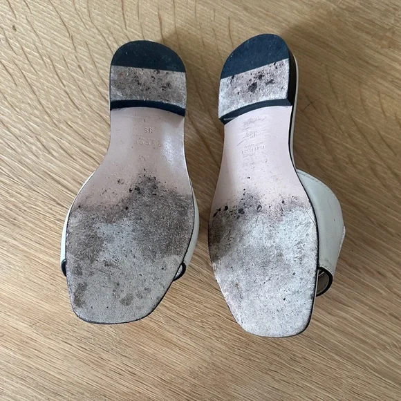 Gucci Women's Cream Mules with Logo Cutout - Picture 2 of 2